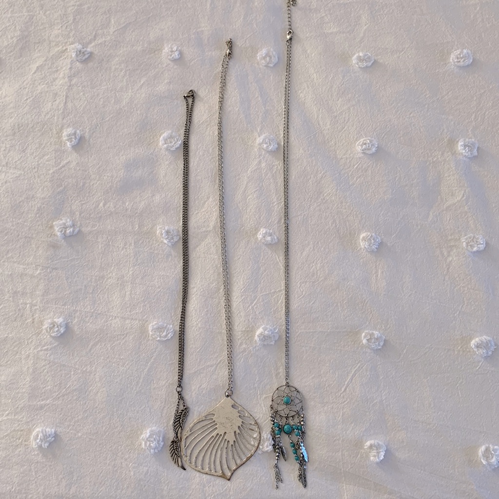 Bundle Of Long Silver Necklaces